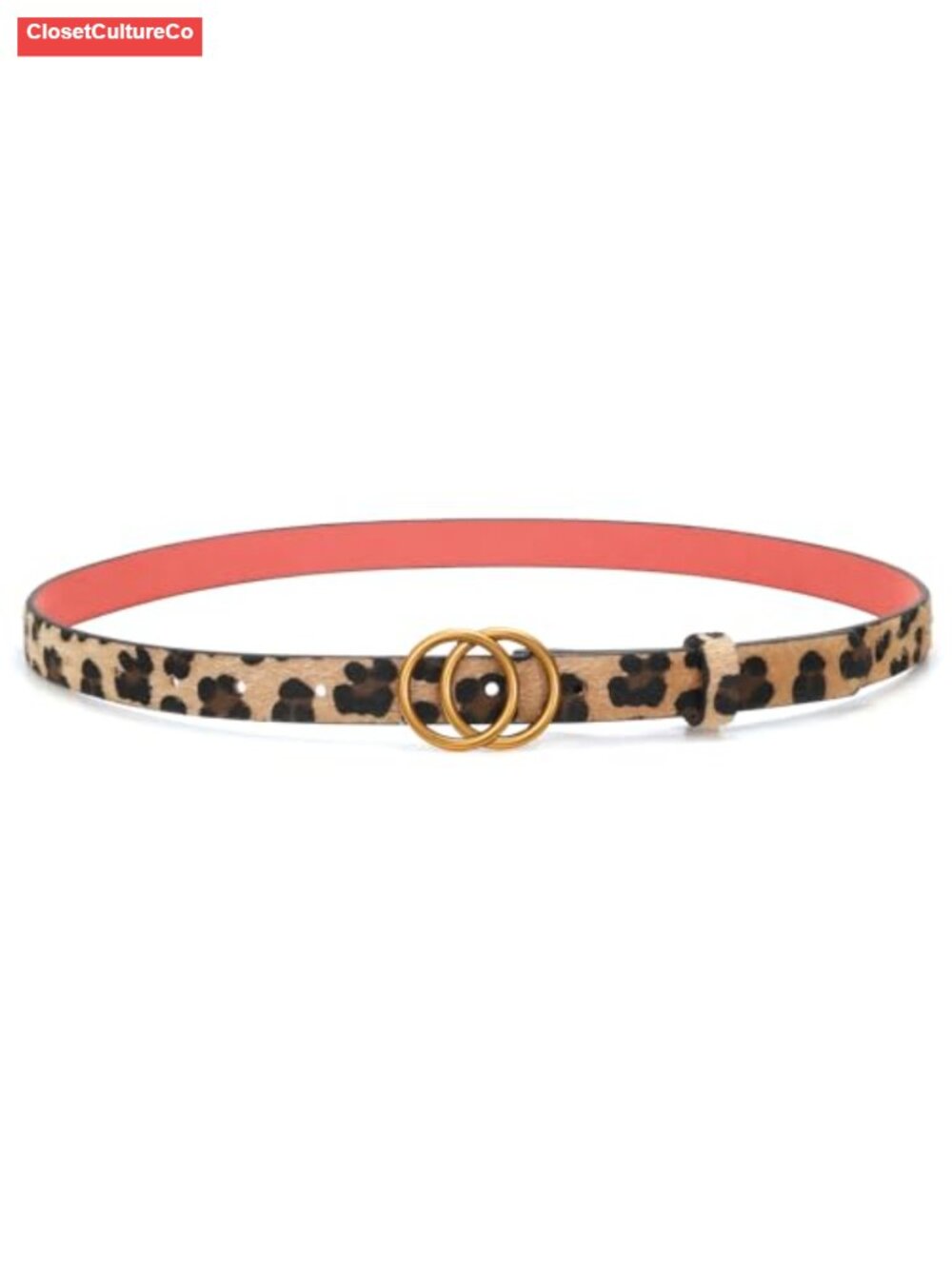 Skinny PU Leather Double O-Ring Thin Waist Belt for Dress Jeans